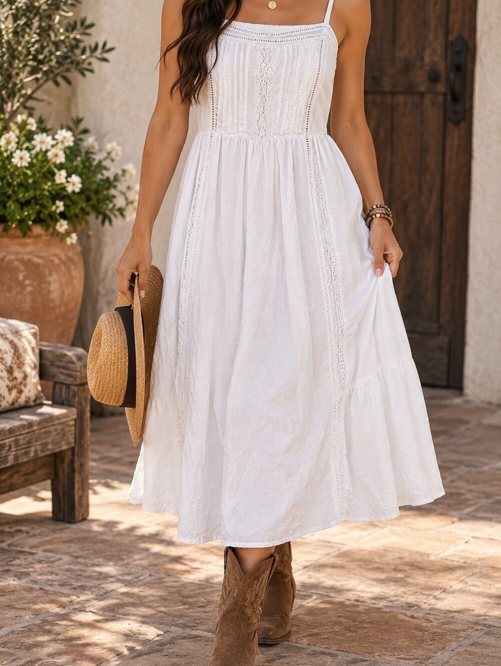 torrid White Eyelet Spaghetti Strap Midi Dress